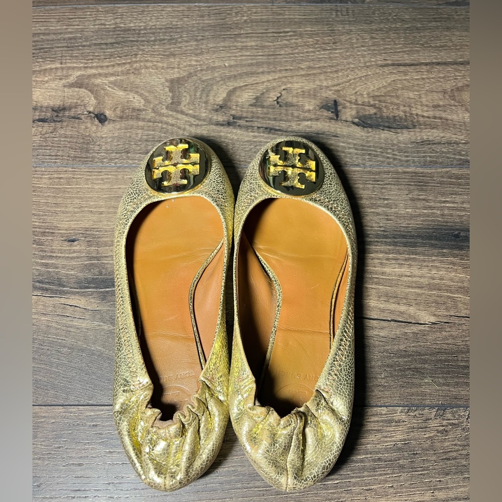 Tory Burch Gold Slip Ons